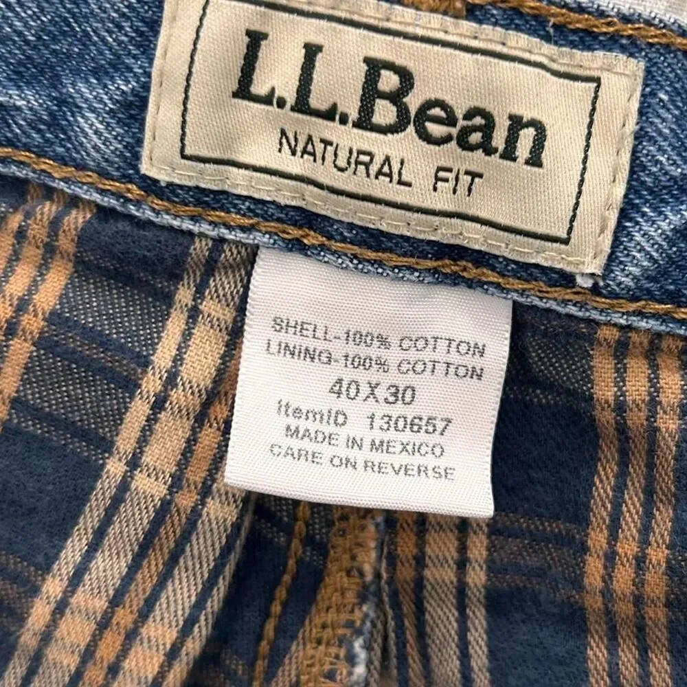 Vintage L.L.Bean Flannel Lined Natural Fit Jeans Gorpcore Old money  40 x 30